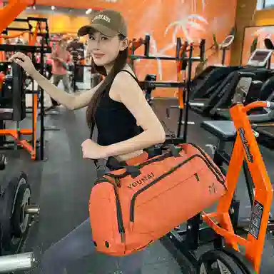 德力熊 休闲简约轻便 牛津布 健身包 男女同款情侣款 黑色桔色卡其色白色黄色军绿色湖蓝色灰色