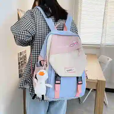 彤彤兔     时尚大容量韩版撞色 尼龙 双肩包 女款 蓝色/绿色/黑色/红色