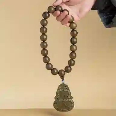 仙源 出入平安牌 转运珠高级感手持文玩念珠佛珠 平安福 木作 手串 男女同款情侣款 楠木