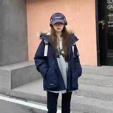 玉儿恋 韩系小众设计感加厚派克服连帽棉服 女款