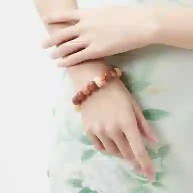 六珍堂 微醺蜜柚 渐变国潮小清新莲花 菩提根 菩提类手串 男女同款情侣款