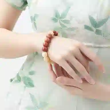 六珍堂 微醺蜜柚 渐变国潮小清新莲花 菩提根 菩提类手串 男女同款情侣款