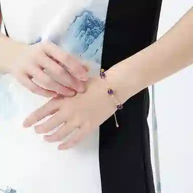 六珍堂 小众设计新中式 紫水晶手饰品好运幸运 水晶 玉石手链 女款