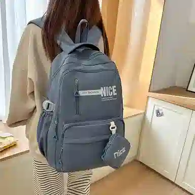 泰克森 高颜值背包时尚撞色轻便学院风书包 尼龙布 双肩包 常规 男女同款情侣款 多色