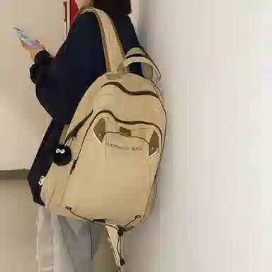 泰克森 时尚休闲 尼龙 双肩包 大号 男女同款情侣款 米白色/黑色/卡其色/蓝色