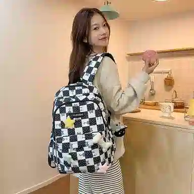 泰克森 时尚大容量休闲 尼龙 双肩包 男女同款情侣款 黑色/粉红色/卡其色/绿色