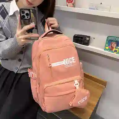 泰克森 高颜值背包时尚撞色轻便学院风书包 尼龙布 双肩包 常规 男女同款情侣款 多色