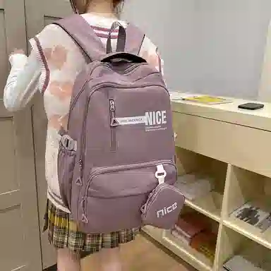 泰克森 高颜值背包时尚撞色轻便学院风书包 尼龙布 双肩包 常规 男女同款情侣款 多色