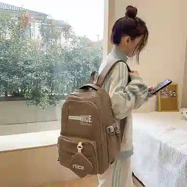 泰克森 高颜值背包时尚撞色轻便学院风书包 尼龙布 双肩包 常规 男女同款情侣款 多色