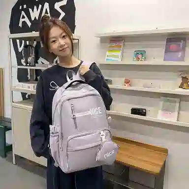 泰克森 高颜值背包时尚撞色轻便学院风书包 尼龙布 双肩包 常规 男女同款情侣款 多色