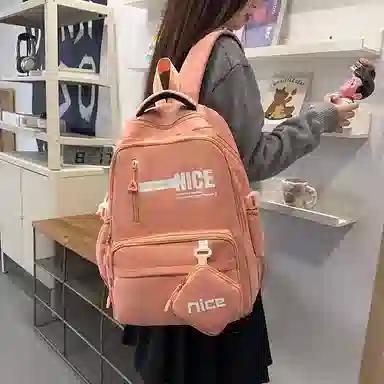 泰克森 高颜值背包时尚撞色轻便学院风书包 尼龙布 双肩包 常规 男女同款情侣款 多色