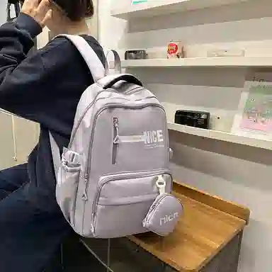 泰克森 高颜值背包时尚撞色轻便学院风书包 尼龙布 双肩包 常规 男女同款情侣款 多色