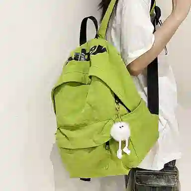 泰克森 可爱休闲出行高颜值背包 尼龙 双肩包 常规 男女同款情侣款 白色/黑色/紫罗兰/桔色/浅绿色