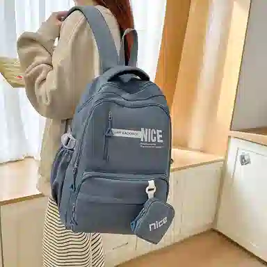 泰克森 高颜值背包时尚撞色轻便学院风书包 尼龙布 双肩包 常规 男女同款情侣款 多色