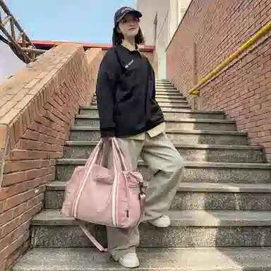 泰克森 简约大容量高级感轻便百搭 尼龙 旅行包 男女同款情侣款 黑色/绿色/粉色