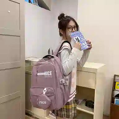 泰克森 高颜值背包时尚撞色轻便学院风书包 尼龙布 双肩包 常规 男女同款情侣款 多色