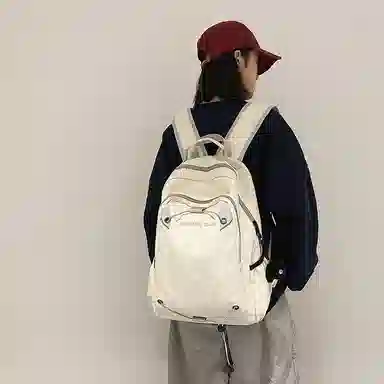 泰克森 时尚休闲 尼龙 双肩包 大号 男女同款情侣款 米白色/黑色/卡其色/蓝色