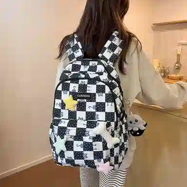 泰克森 时尚大容量休闲 尼龙 双肩包 男女同款情侣款 黑色/粉红色/卡其色/绿色