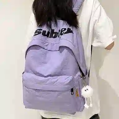 泰克森 可爱休闲出行高颜值背包 尼龙 双肩包 常规 男女同款情侣款 白色/黑色/紫罗兰/桔色/浅绿色