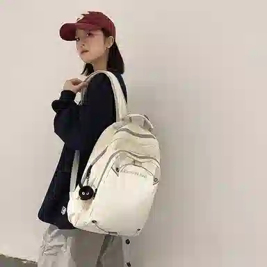 泰克森 时尚休闲 尼龙 双肩包 大号 男女同款情侣款 米白色/黑色/卡其色/蓝色