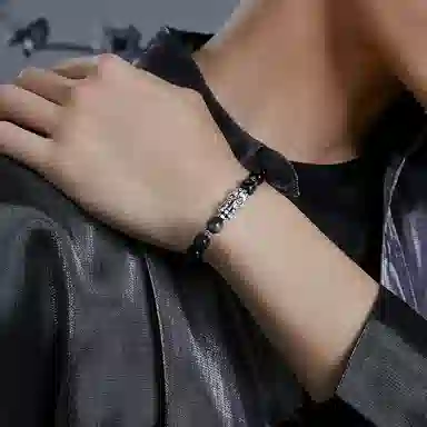 【999足银貔貅】 央创时尚 貔貅守护国潮本命年招 财纳福吞金兽复古转运潮流时尚个性男友 礼盒#好运天然 黑曜石 手串 男女同款情侣款