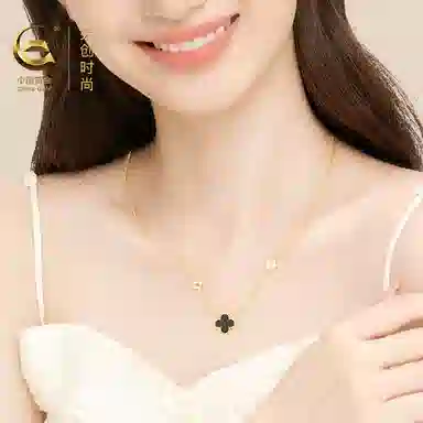 【999足银|幸运四叶草】 央创时尚 中国黄金 气质锁骨链新中式轻奢小众简约时尚日常百搭吊坠告白礼盒好运 玉髓 项链 女款