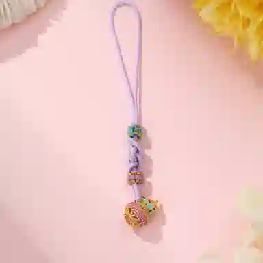 【足银999纯银】 贝灵珠宝 福运连绵鎏彩花丝葫芦手机链#好运 中国风编绳挂坠 首饰配件 男女同款情侣款