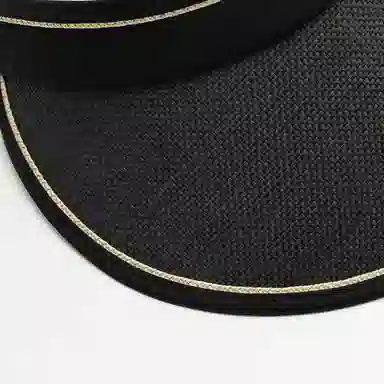 上海故事 空顶遮阳帽大帽檐草帽户外全脸防护显脸小黑胶草编太阳帽可折叠帽子 聚酯纤维 防晒帽 女款