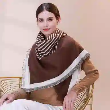 上海故事 秋冬季双面双色洋气旅游外出防寒保暖围脖外搭提花 聚酯纤维 披肩 女款