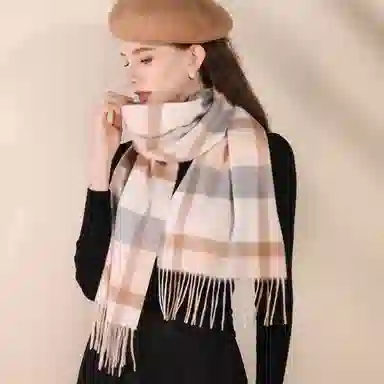 上海故事 通用款粗纺格子羊绒多种颜色 绒线围巾 女款