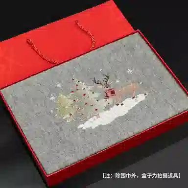 上海故事 粗纺刺绣圣诞之夜  圣诞系列 纯羊毛 绒线围巾 男女同款情侣款