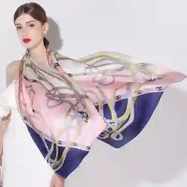 上海故事 青春素绉缎花漾郁金 桑蚕丝 丝巾 女款 礼盒装