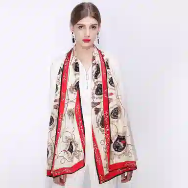 上海故事 青春素绉缎花漾郁金 桑蚕丝 丝巾 女款 礼盒装