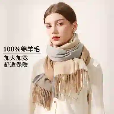 上海故事 送礼  百搭格子大披肩 绒线围巾  女款 礼盒装