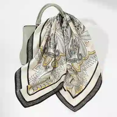 上海故事 加大真丝大方巾 桑蚕丝 丝巾 女款 温婉花意