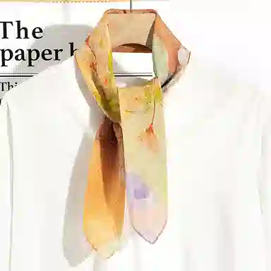 上海故事 百搭春秋时尚装饰喷绘外出 棉 桑蚕丝 绒线围巾 女款