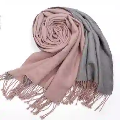 上海故事 冬季加厚双面两用保暖 外出时尚洋气拼色 聚酯纤维 绒线围巾 女款