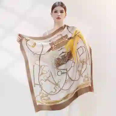 上海故事 加大真丝大方巾 桑蚕丝 丝巾 女款 温婉花意