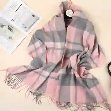 上海故事 送礼  百搭格子大披肩 绒线围巾  女款 礼盒装
