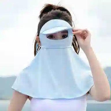 上海故事 立体遮阳帽檐护颈防晒口罩 聚酯纤维 防晒面罩 女款