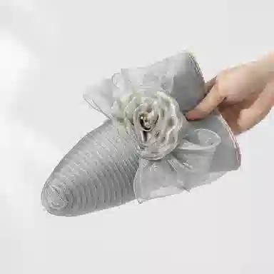 上海故事 春夏遮阳帽大头围渔夫帽蝴蝶结气质花朵欧根纱度假护脸礼帽 聚酯纤维 防晒帽 女款