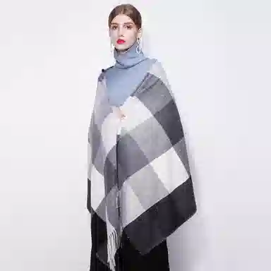 上海故事 时尚美拉德风保暖外出外搭护肩氛围感 聚酯纤维 绒线围巾 女款