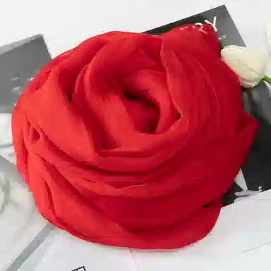 上海故事 纯色加大真丝雪纺素色长巾海滩沙漠旅游推荐 桑蚕丝 丝巾 女款