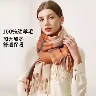 上海故事 送礼  百搭格子大披肩 绒线围巾  女款 礼盒装