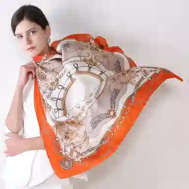 上海故事 加大真丝大方巾 桑蚕丝 丝巾 女款 温婉花意