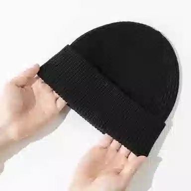 上海故事 纯色暖暖防风护头弹力针织帽 绵羊毛 绒线帽 男女同款情侣款