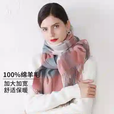 上海故事 送礼  百搭格子大披肩 绒线围巾  女款 礼盒装