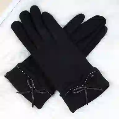 上海故事 可爱时尚加绒骑行骑车保暖百搭防寒 涤纶 绒线手套 女款