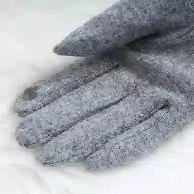 上海故事 可爱时尚加绒骑行骑车保暖百搭防寒 涤纶 绒线手套 女款