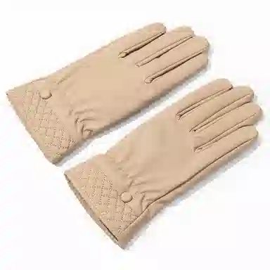 上海故事 秋冬奶油风外出御寒加厚保暖骑车防泼水防风户外分指触屏 聚酯纤维 绒线手套 女款